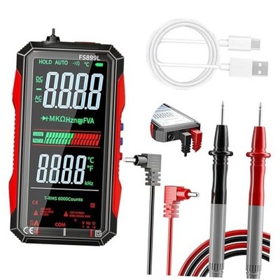 6000 Counts True RMS AC/DC Voltage Tester,FS899L Digital Multimeter with Color 