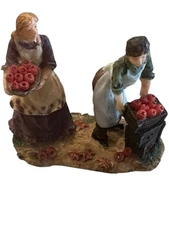 Village grocery shopping women apples set accessory Xmas