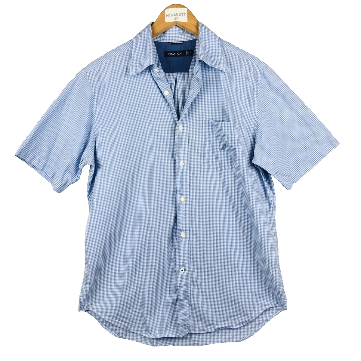 Chemise Nautica Homme – Soie, Manches Courtes, Imprimé Voilier, Taille M, Occasion