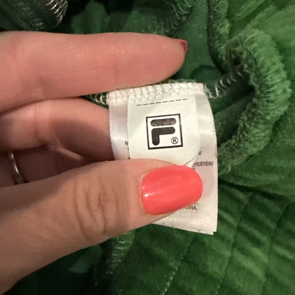 Fila 男式田径夹克绿色白色红色丝绒拉链前尺寸 S — 第 4/4 张图片