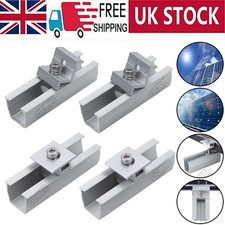 Solar Panel Rail Bracket Kit Aluminium Fixing Roof Mounting End/Middle Clamp PV