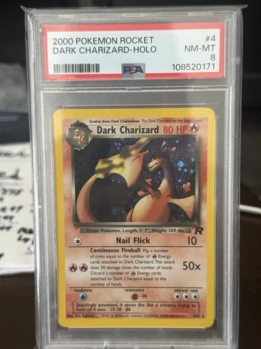 Pokémon TCG Dark Charizard Team Rocket Holo Rare PSA 8 4/82 Unlimited English
