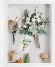 Muzilife 8x10 Shadow Box Picture Frame with Linen Board - Deep 8x10, White