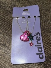Claire  s best friend heart star flower dangle magnetic necklace set