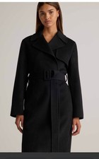 Quince Women Double-Faced Merino Wool Trench Coat Black Outerwear S