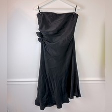 BANANA REPUBLIC Black Silk Sleeveless Cocktail Dress Flower Detail | Size 12