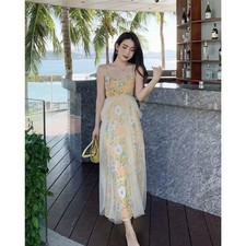 Vintage Beauty Women’s Spaghetti Strap Floral A-Line Dress Sz. L