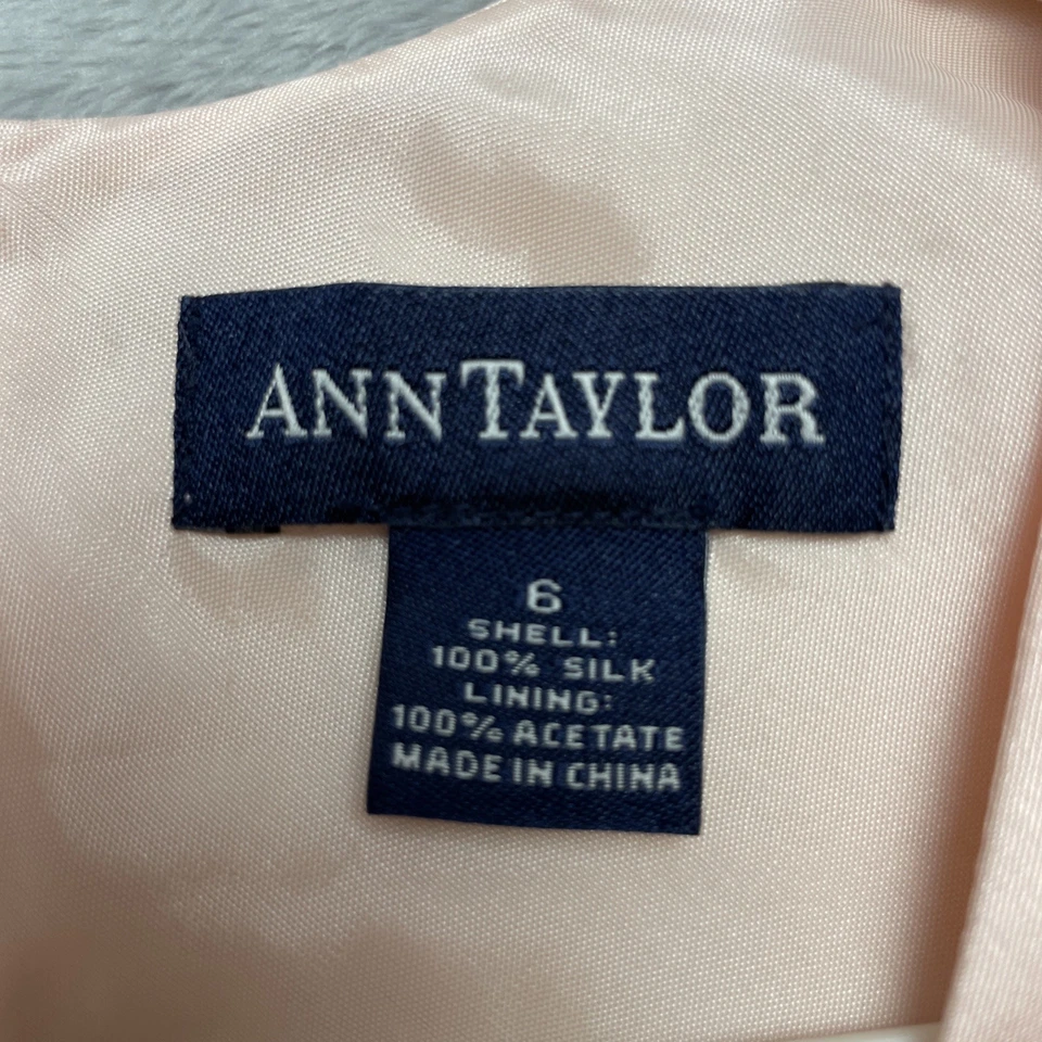 Vestido Feminino Ann Taylor Silk Shantung 6 Rosa Decote V Babydoll Corte Viés Midi - Imagem 3 de 4