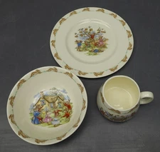 Royal Doulton Bunnykins 3pc Porcelain Child's Dish Set Cup/Bowl/Plate England