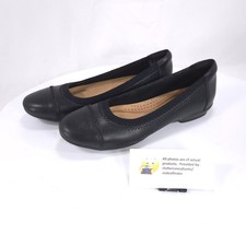 Clarks Collection Leather Casual Ballet Flat Shoe Womens Size 6 14786 Black