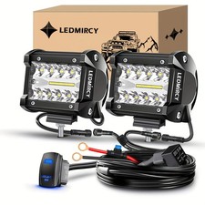 2pcs 4 Led Pods Spot Beam Offroad Fog Driving Light Truck Suv W Wire Kit 2pcs 4 Led Pods Spot Beam Offroad Fog Driving Light Truck Suv W Wire Kit