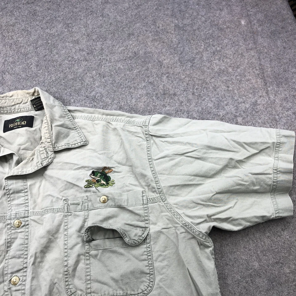 RedHead Shirt Mens XL Green Embroidered Bass Fishing Utility Button Up Outdoors - Image 4 of 4