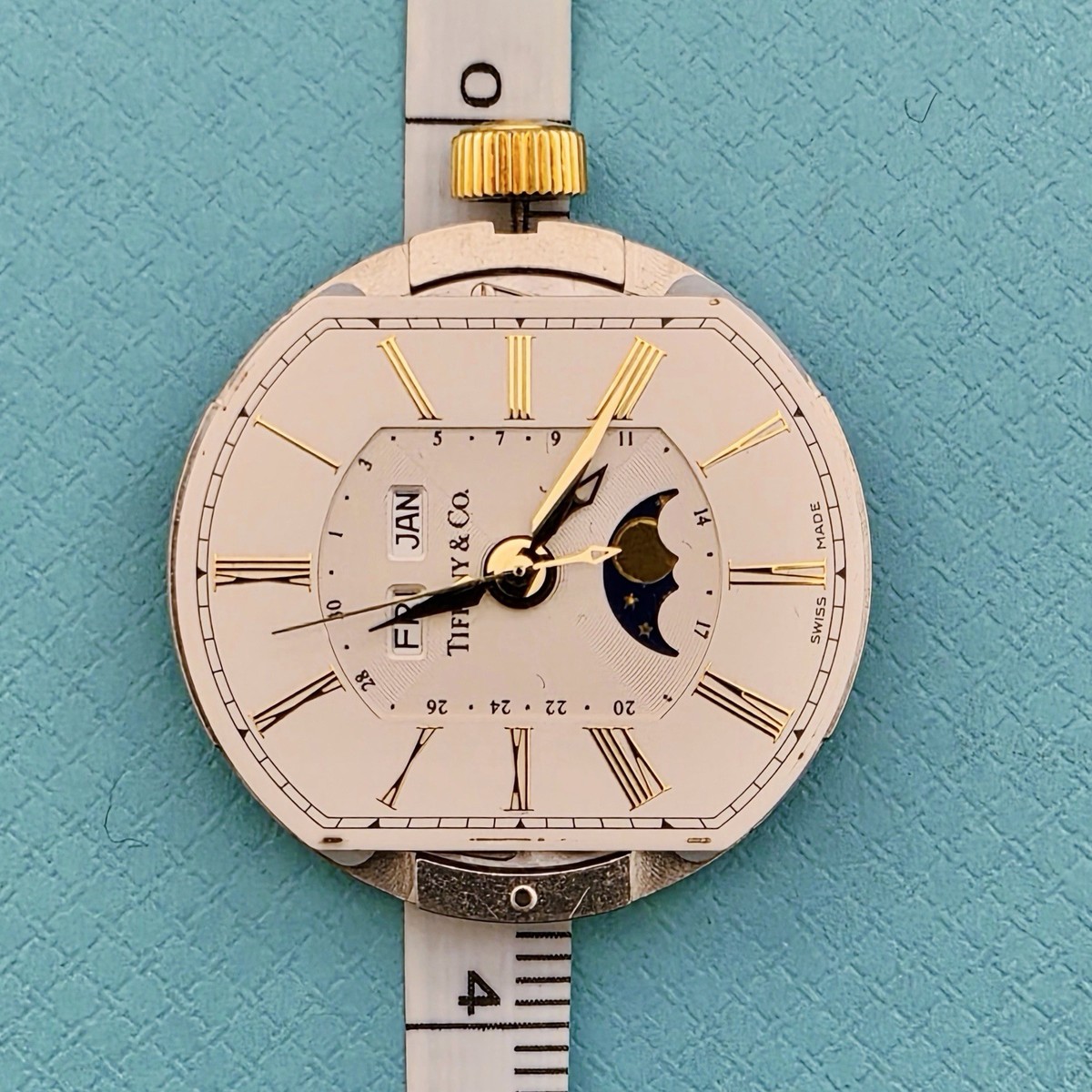 RARE Tiffany & Co. Mark Coupe Automatic Day Date Moonphase 18k SS Dial Movement RARE Tiffany & Co. Mark Coupe Automatic Day Date Moonphase  main image 4