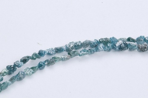 4" Inc Natural Blue Raw Diamond Tumbled strand Rough Uncut long drilled diamond - Foto 8 di 8