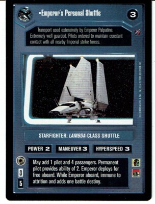 STAR WARS CCG DEATH STAR II RARE CARD EMPEROR'S PERSONAL SHUTTLE ex