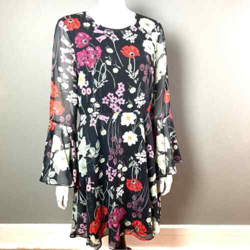 Donna Morgan black floral dress long sleeve size … - image 1