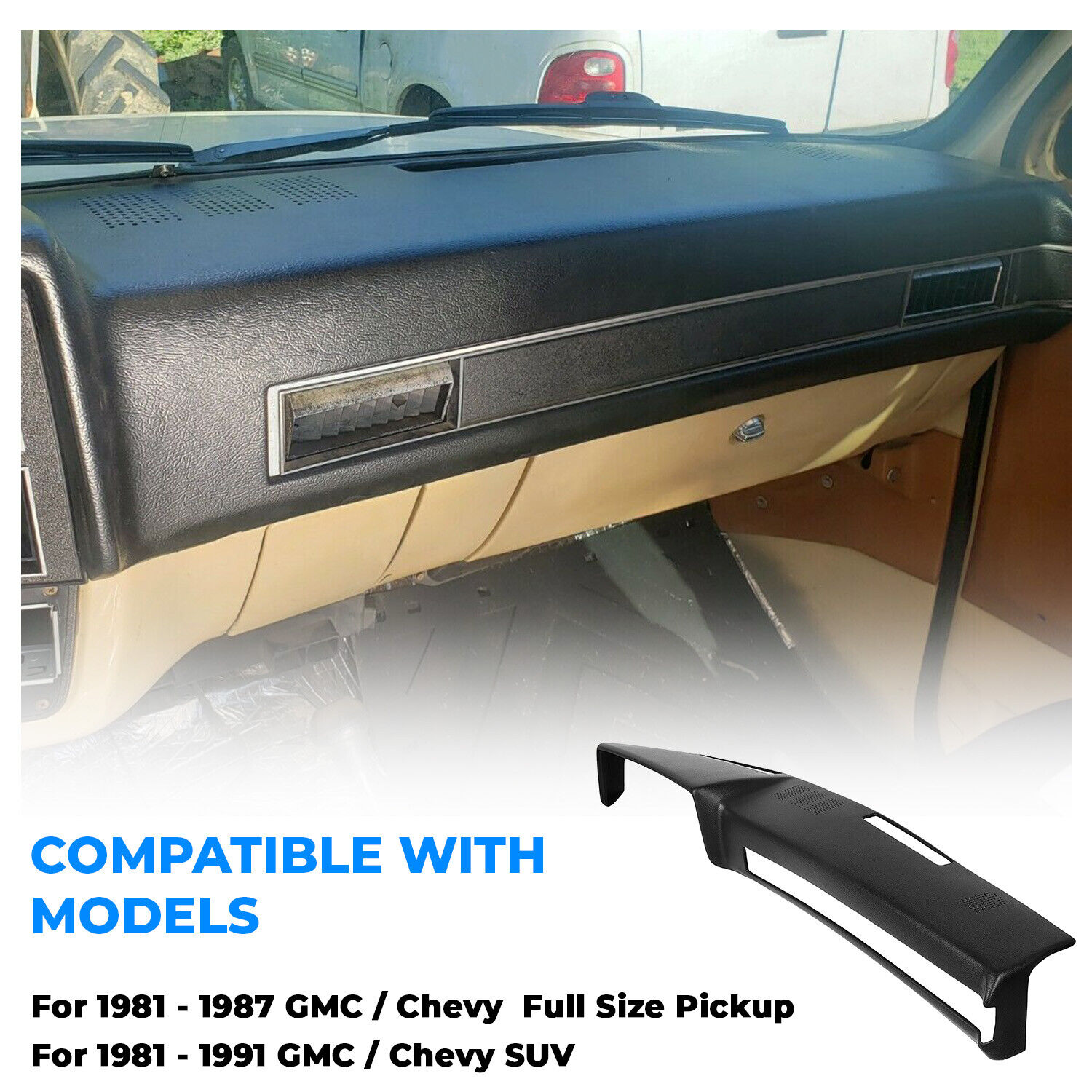 BLK Dash Cover Cap FOR 1981-87 Chevy GMC Full Size Pickup 1981-91 Chevy GMC SUV 763341146607 | eBay