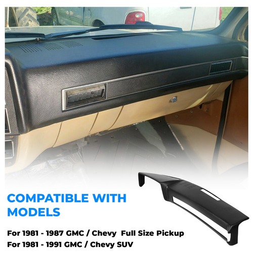 BLK Dash Cover Cap FOR 1981-87 Chevy GMC Full Size Pickup 1981-91 Chevy GMC SUV - Picture 7 of 13