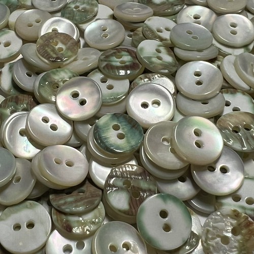 Japanese Natural Oyster Shell Shirting Buttons Green Back 8mm 9mm 11mm 13mm 2h - Picture 7 of 12