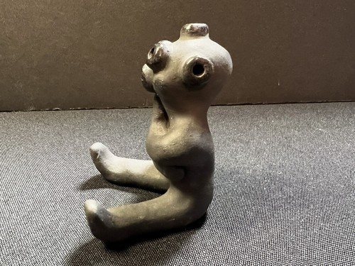 Unique Antique Signed Mudhead Black Ware Pottery Figure Statue - Picture 2 of 10