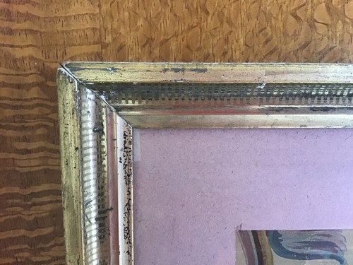 19th C Hand Painted French Wallpaper Remnant with Partial Gold Leaf Frame - Picture 3 of 14