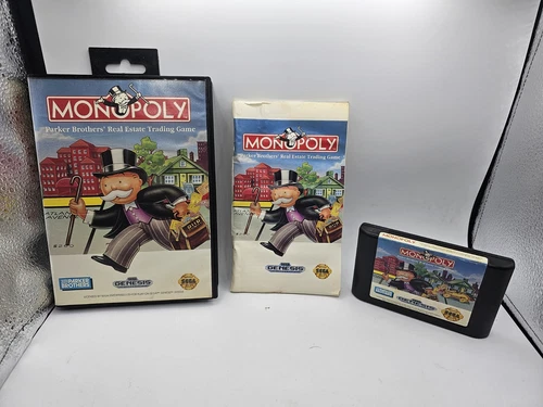Monopoly Sega Genesis 1992 Complete in Box CIB (Manual Has Damage)