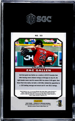 2020 Panini Chronicles Obsidian #33 Zac Gallen Rookie SGC 9.5 RC