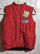 SpongeBob Y2k Puffer Red Vest Youth Boys Sz M Nickelodeon Embroidered VIACOM