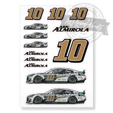 Aric Almirola #10 Ford Nascar A4 Printed Vinyl Decal Sticker High Quality