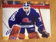 Quebec Nordiques Clint Malarchuk signed 8x10 W/COA pose 1