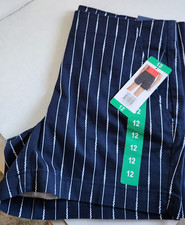 Nautica Ladies Cotton Stretch Twill Shorts Navy White Stripe NWTS 12