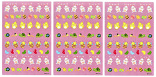 3 Sheets Easter Egg Mini Scrapbook Stickers Jelly Beans Chicks Turtle Bunny