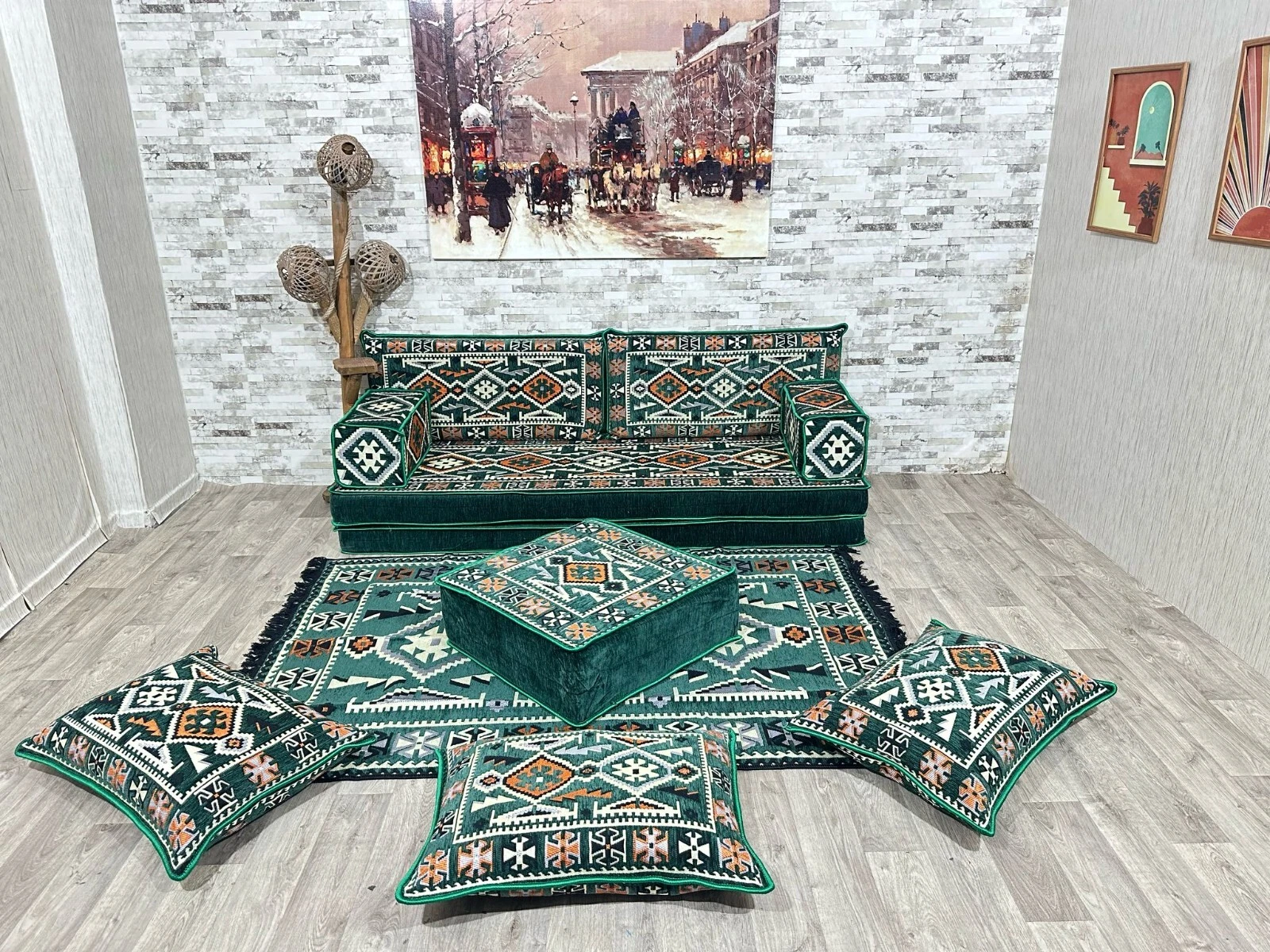 Oriental Sofa, Patio Pallet Sofa, Oriental Seating Area, Seat Cushion
