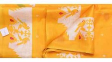 Vintage Sarees 100 Pure Crepe Silk Printed Sari 5Yd Soft Craft Fabric Yellow