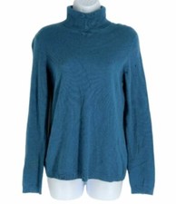  290 Neiman Marcus Women's Blue Long-Sleeve Cashmere Turtleneck Sweater Size M