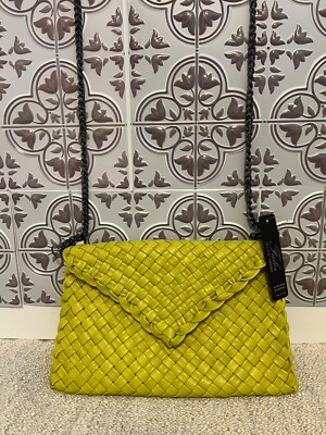 Falor Chain Envelope Clutch Flap Crossbody Bag Color Verde Chiaro