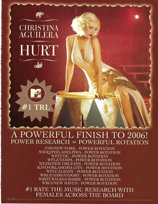 CHRISTINA AGUILERA Rare 2006 Hurt PROMO TRADE AD Poster for Back MINT 8.5x11