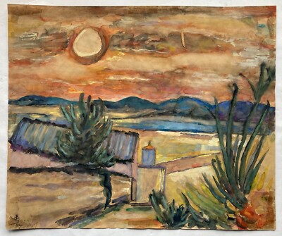 Aquarell Malerin Mimi Usinger Hamburg Südliche Landschaft Spanien 1954