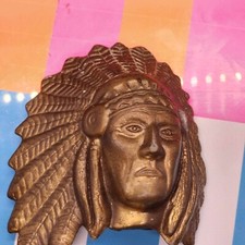Heavy Brass 3D Native American Chief Head Belt Buckle