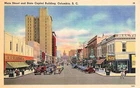 Columbia, South Carolina SC Main Street State Capitol Coca Cola Vtg Postcard H9