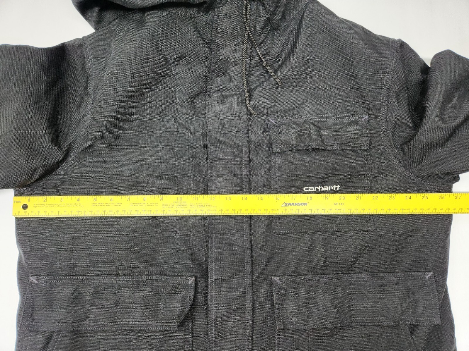 Vtg. CARHARTT PQC305 Cordura Mens Sz L Black Full Zip Quilted Jacket Hooded Coat thumbnail 12