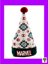 🌴 Disney MARVEL Avengers Christmas Holiday Santa Hat Plush Fuzzy Adult NEW