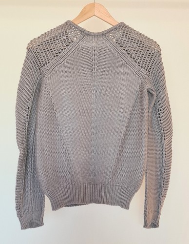 Green Khaki Viscose Blend Chunky Knit Sweater XS HELMUT LANG Open Knit Detail - Picture 2 of 10