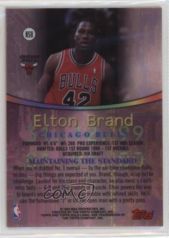 1999-00 Topps Gold Label New Standard Black Elton Brand #NS8 Rookie RC - Image 2 of 2