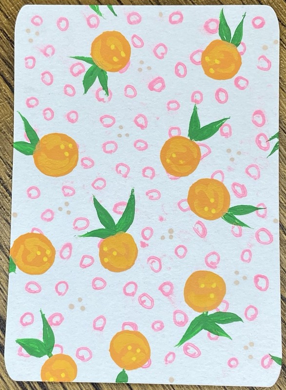 Hand-Painted ACEO Orange Fruit Decorative Card, Illustration Art, Nature Theme