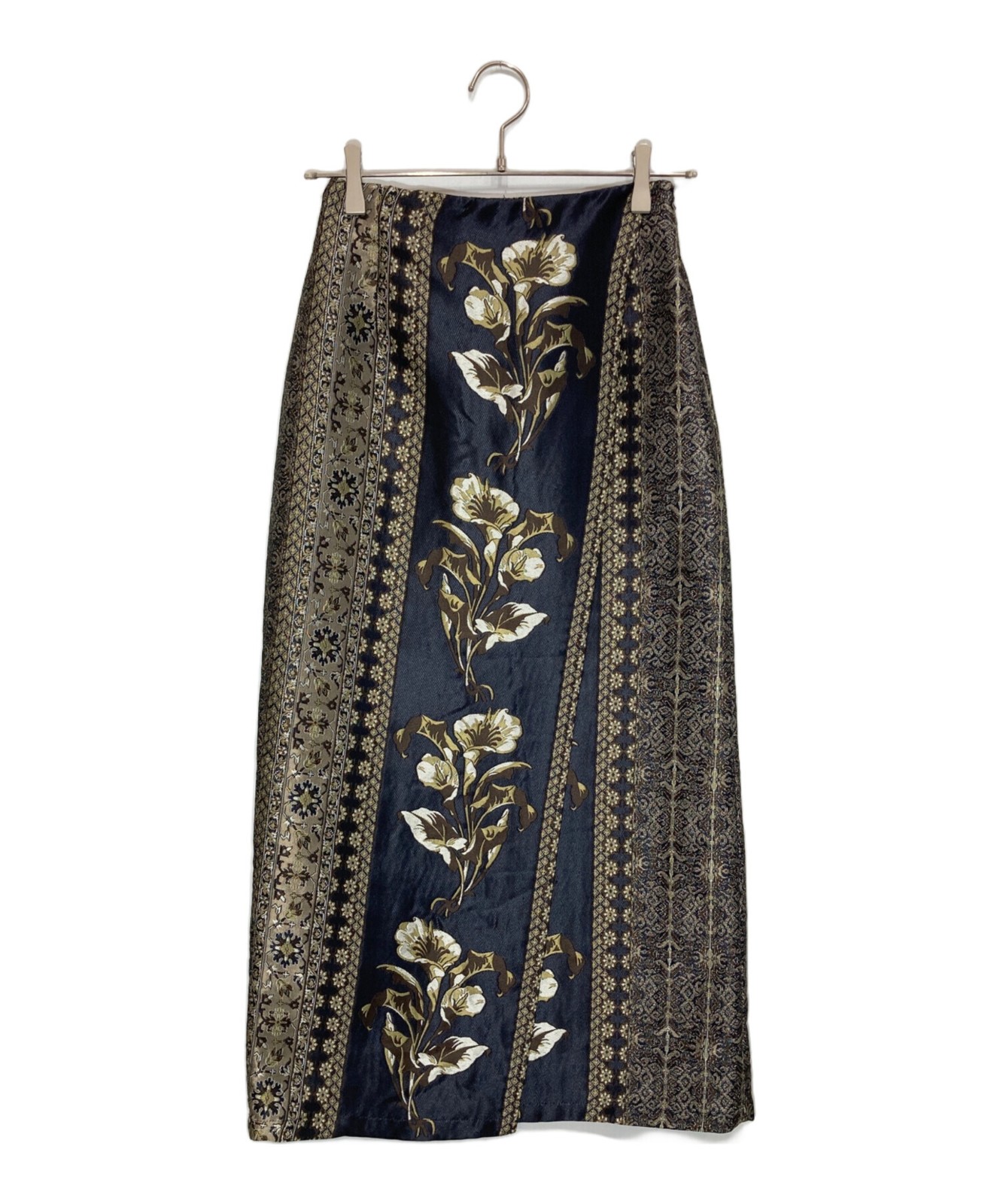 Ameri IMANE JACQUARD WRAP SKIRT S Navy Ext+++ - image 1
