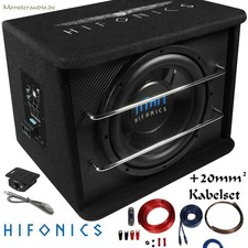 HIFONICS 600 Watt Aktiv-Subwoofer Auto TSA-250R 25cm + Verstärker & Kabelset
