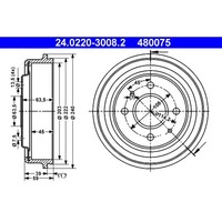 Bremstrommel ATE 24.0220-3008.2 (2 Stk.) FüR Ford Courier Fiesta