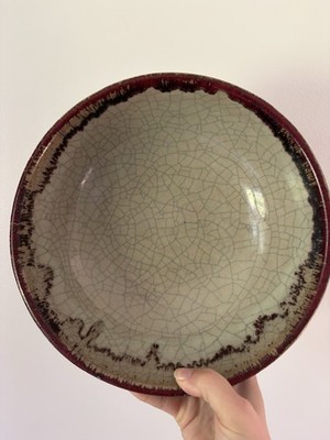 PIER ONE CRACKLE COLLECTION 10-1/4'' RUST LARGE SERVING BOWL STONEWARE