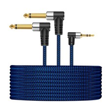3.5mm 1/8" TRS to Dual 6.35mm 1/4" TS Mono Stereo Y-Cable Splitter Cord Cable...